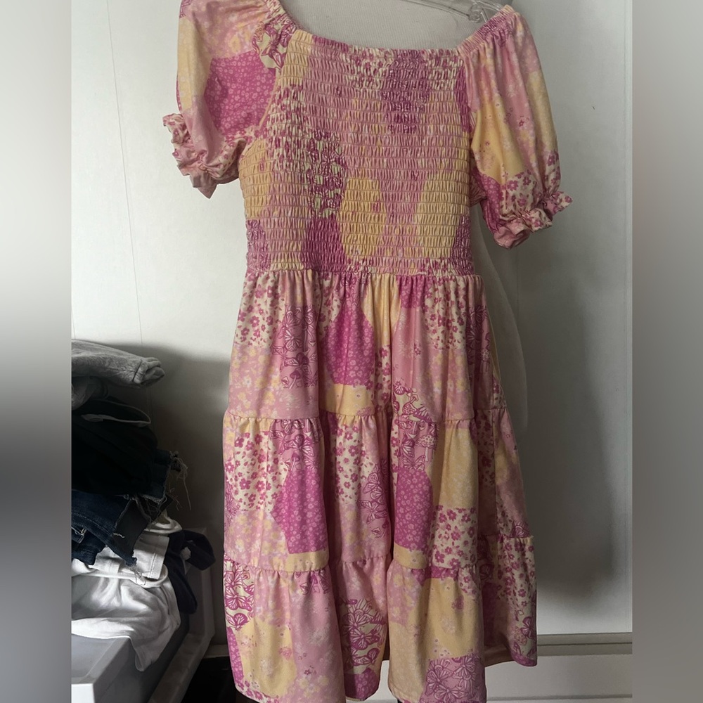 Falls Creek Pink and Yellow Smocked Dress - Picture 1 of 3
